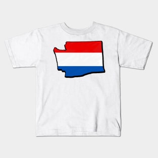 Red, White, and Blue Washington Outline Kids T-Shirt